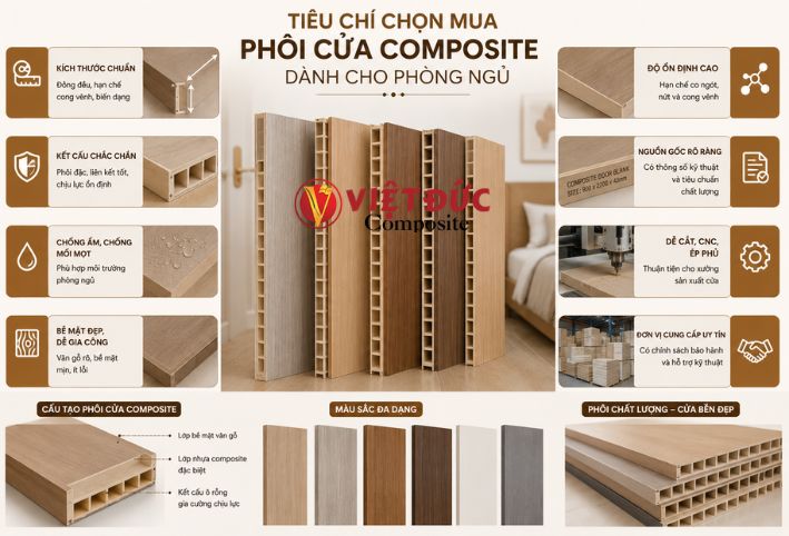 Tiêu chí lựa chọn phôi cửa nhựa gỗ composite chất lượng cao cho phòng ngủ