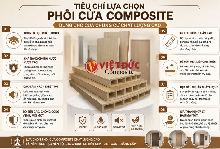 Tiêu chí lựa chọn phôi cửa nhựa gỗ composite chất lượng cao cho dự án cửa chung cư