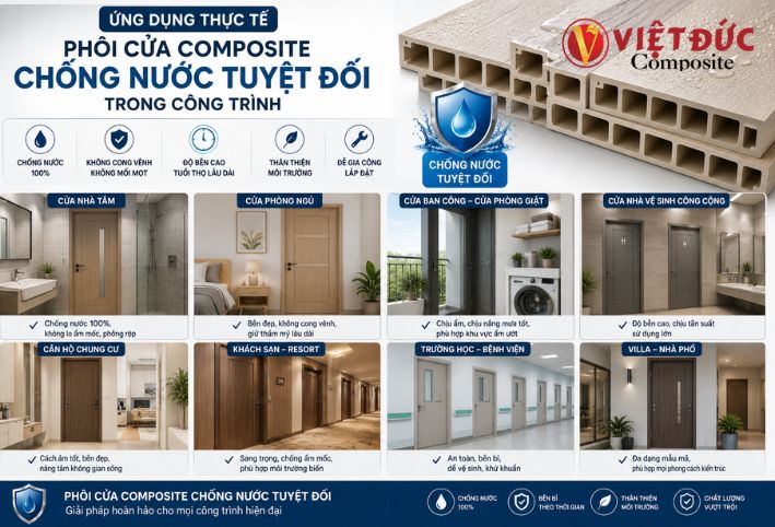 Các ứng dụng thực tế phổ biến của phôi cửa nhựa gỗ composite trong xây dựng và nội thất