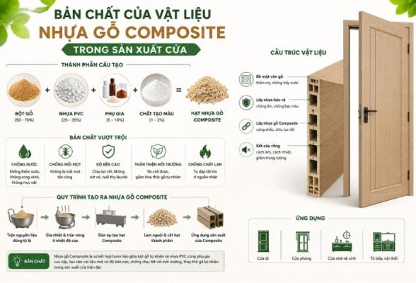 Bản chất của vật liệu nhựa gỗ composite trong sản xuất cửa chất lượng cao