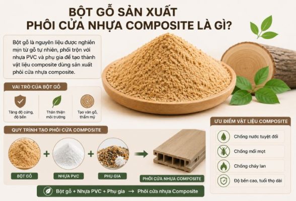 Bột gỗ sản xuất phôi cửa nhựa composite là gì và đặc điểm của nguyên liệu