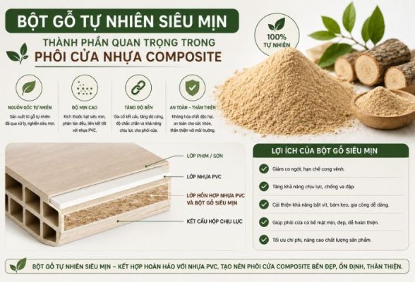 Bột gỗ tự nhiên siêu mịn chất lượng cao dùng trong sản xuất phôi cửa nhựa gỗ composite