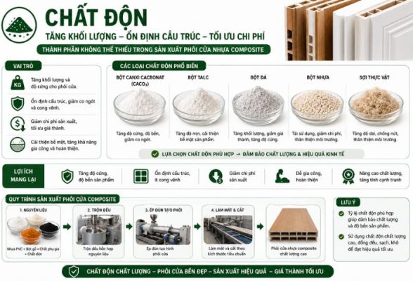 Chất độn trong sản xuất phôi cửa nhựa gỗ composite chất lượng cao