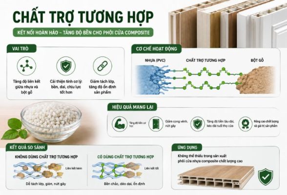 Chất trợ tương hợp trong sản xuất phôi cửa nhựa gỗ composite chất lượng cao