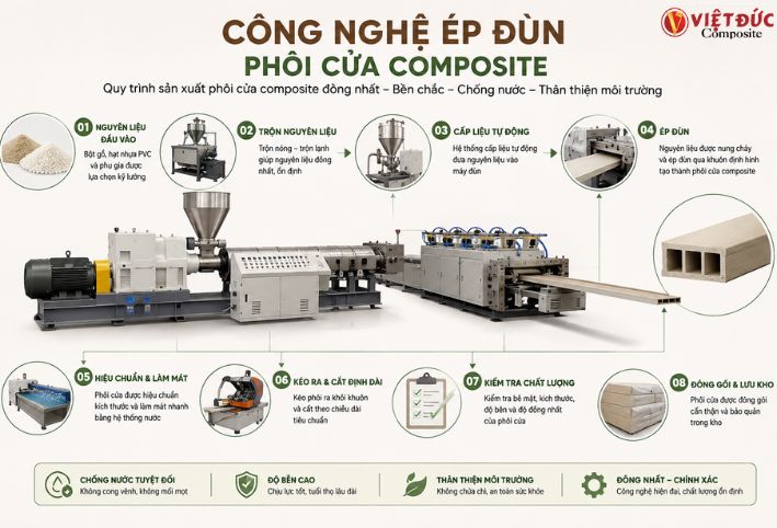 Công nghệ ép đùn phôi cửa nhựa gỗ composite hiện đại và tiêu chuẩn kỹ thuật