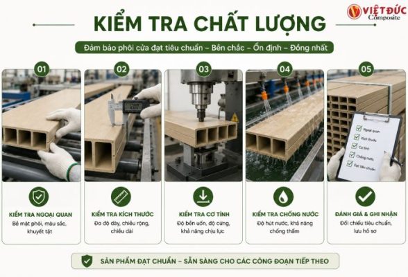 Quy trình kiểm tra chất lượng phôi cửa nhựa gỗ composite nghiêm ngặt đạt chuẩn