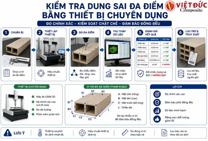 Phương pháp kiểm tra dung sai đa điểm phôi cửa nhựa gỗ composite bằng thiết bị chuyên dụng