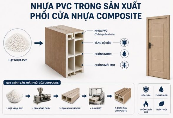 Vai trò của nhựa PVC trong quá trình sản xuất phôi cửa nhựa gỗ Composite