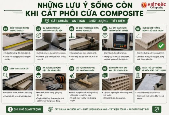 Những lưu ý sống còn và kinh nghiệm quan trọng khi cắt phôi cửa nhựa gỗ composite