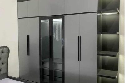 Nội thất phòng ngủ với tủ quần áo gỗ nhựa composite