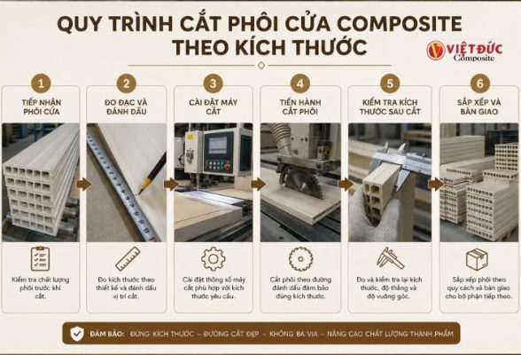 Quy trình cắt phôi cửa nhựa gỗ composite theo kích thước chuẩn kỹ thuật