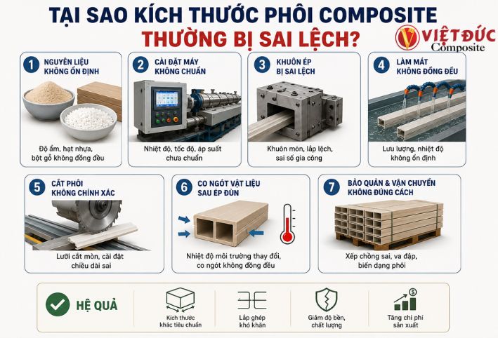 Nguyên nhân khiến kích thước phôi cửa nhựa gỗ composite thường bị sai lệch trong sản xuất
