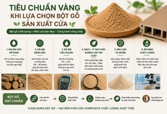 Tiêu chuẩn vàng khi lựa chọn bột gỗ sản xuất cửa nhựa gỗ composite chất lượng cao