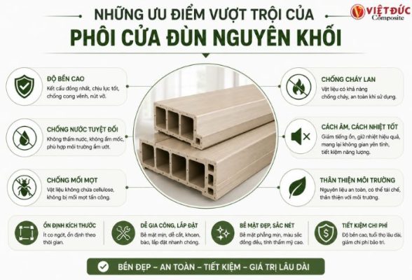 Những ưu điểm vượt trội của phôi cửa nhựa gỗ composite đùn nguyên khối