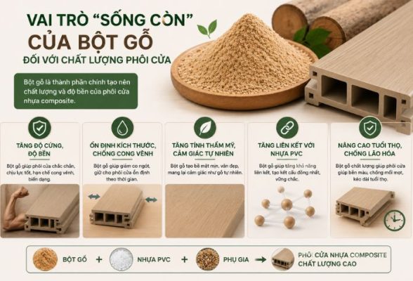 Vai trò sống còn của bột gỗ đối với chất lượng phôi cửa nhựa composite